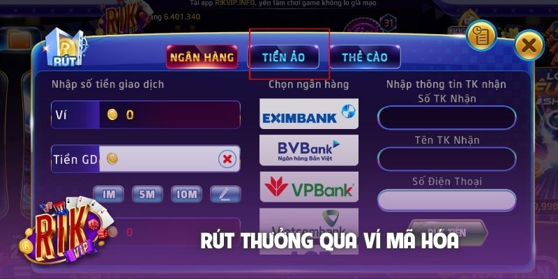 Rút thưởng qua ví mã hóa